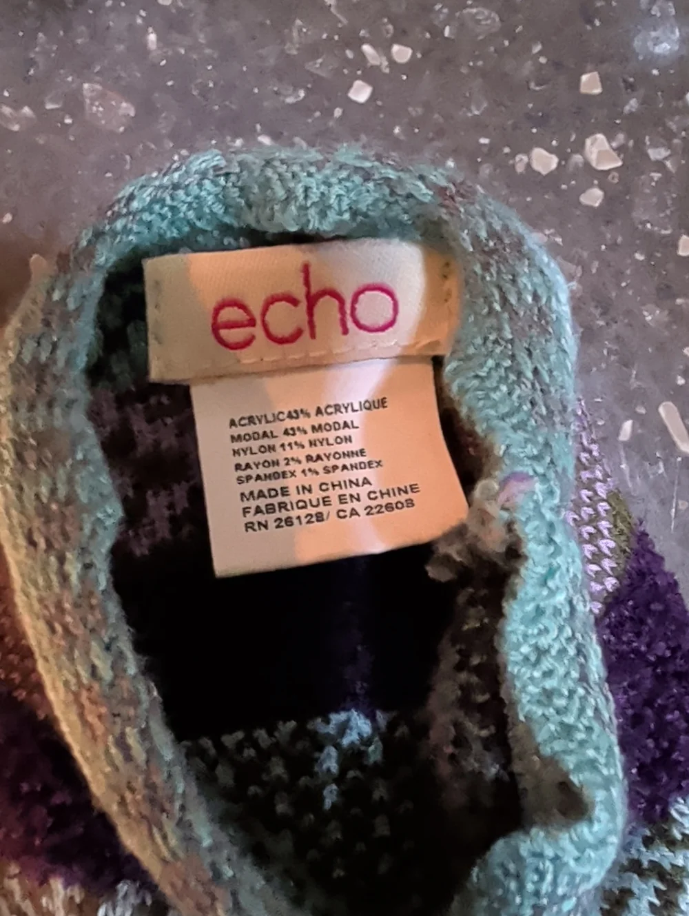 Echo Olive Green Knit Gloves with Turquoise, Purple & Pink Patterned Cuffs